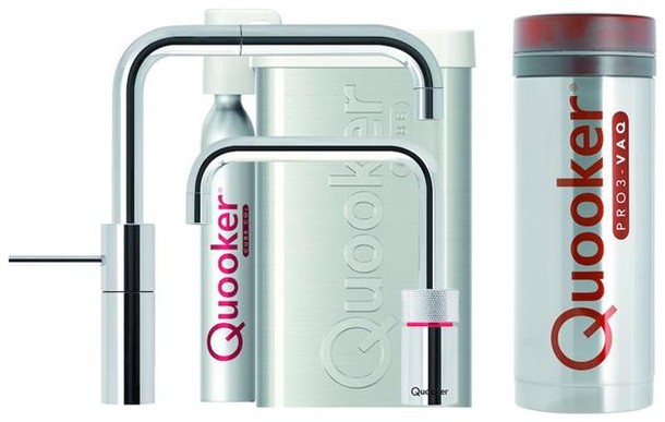 Quooker Nordic Square Twintaps Chroom pro 3 & cube