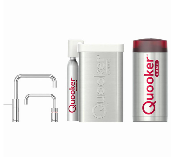 Quooker Nordic Square Twintaps Chroom combi & cube