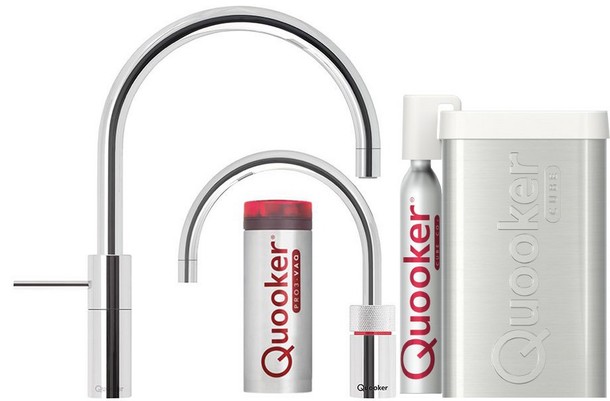 Quooker Nordic Round Twintaps Chroom Pro 3 & cube