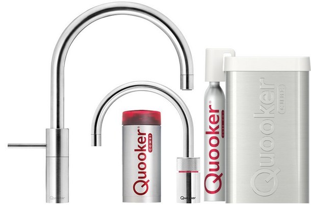 Quooker Nordic Round Twintaps Chroom Combi & cube