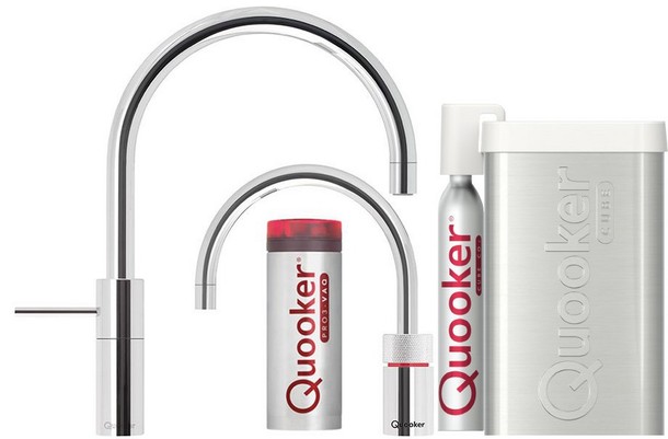 Quooker Nordic Round Twintaps Roestvrij staal Pro 3 & cube
